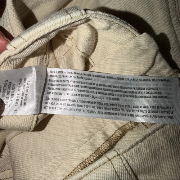 Abercrombie & Fitch Curve Love Wide Leg Cream Pants 100% Cotton Size Medium - Picture 5 of 10